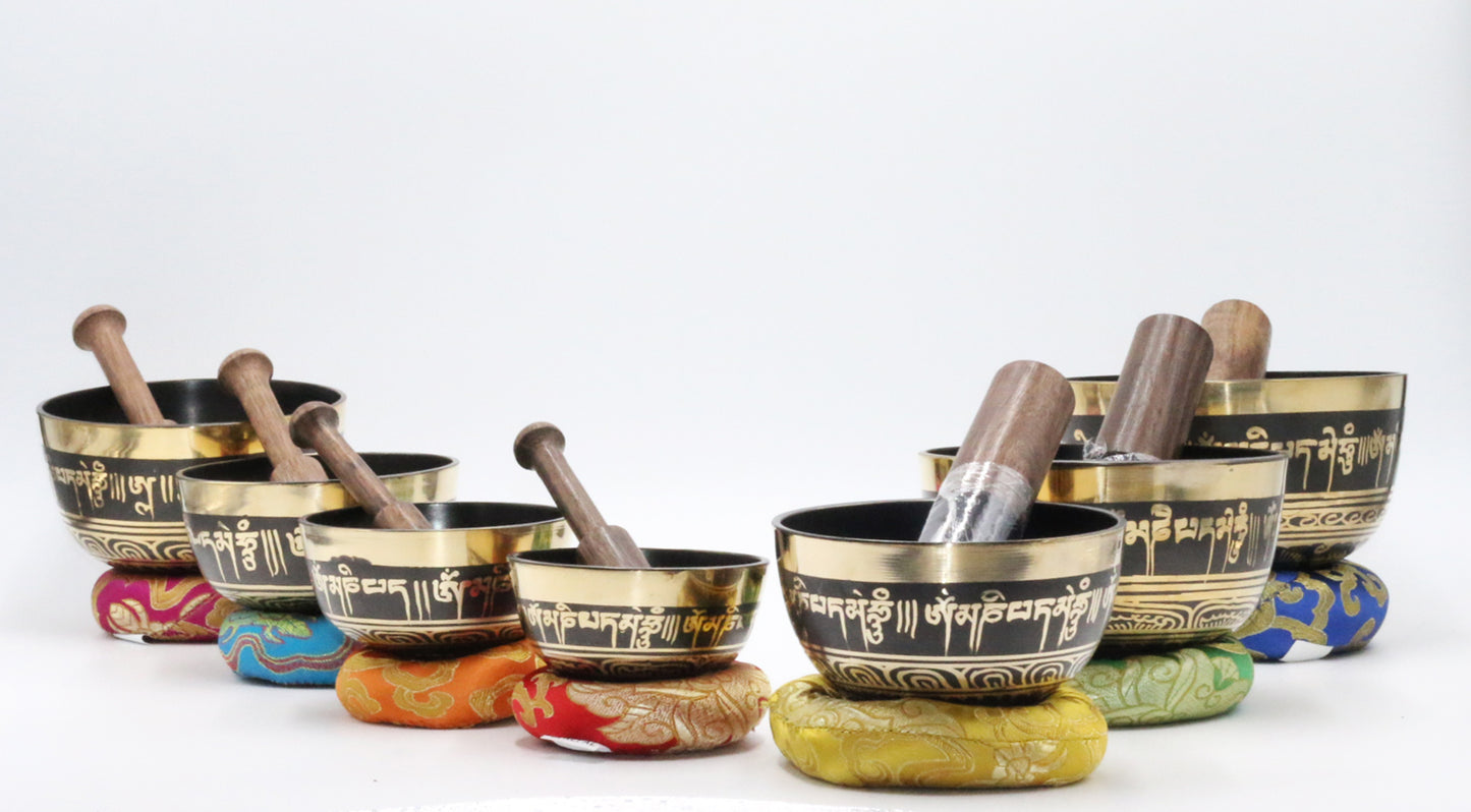 Set of Seven High Sided Tibetan Singing Bowl