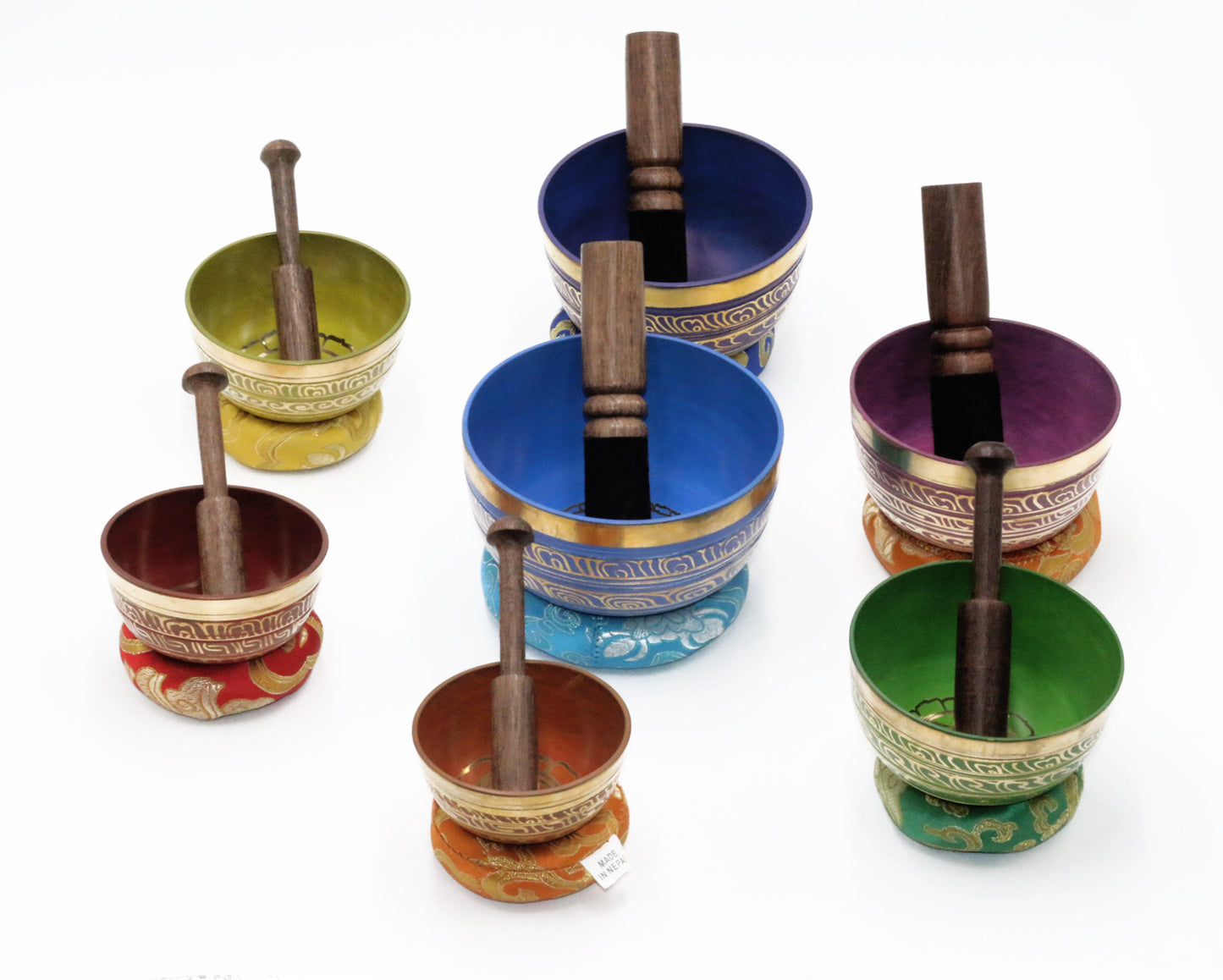Set of Seven High Sided Tibetan Singing Bowl
