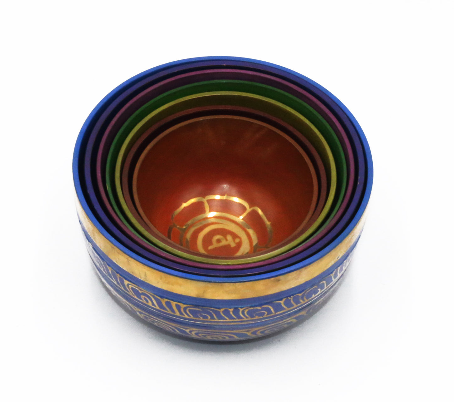 Set of Seven High Sided Tibetan Singing Bowl