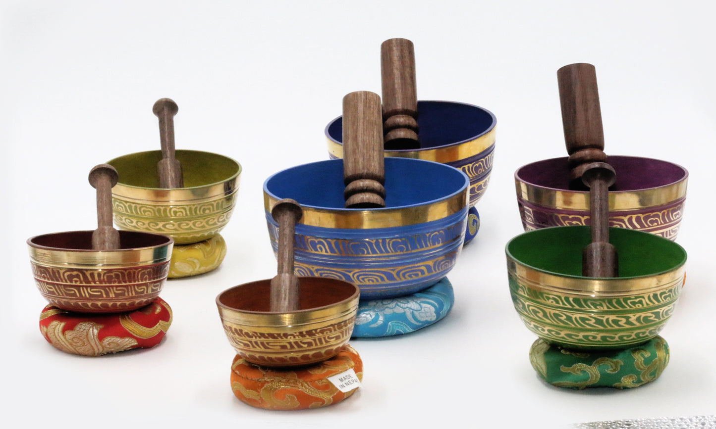 Set of Seven High Sided Tibetan Singing Bowl