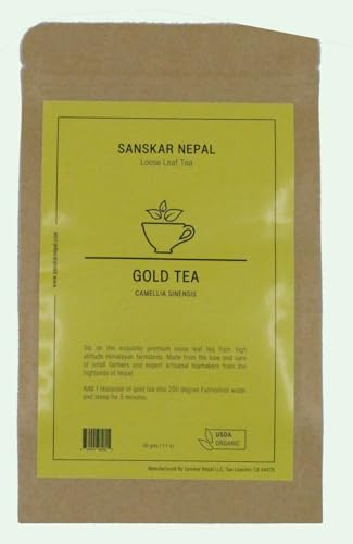 SANSKAR NEPAL Himalayan Gold Tea Loose Leaf - 50 gms/1.7 oz - 25+ cups - High Altitude Nepali Tea