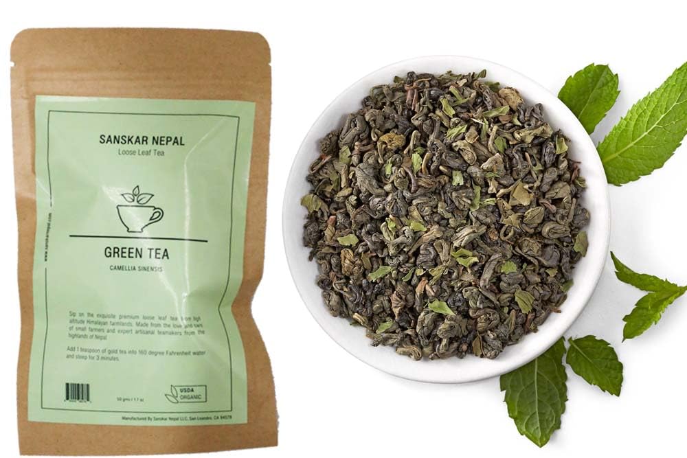 SANSKAR NEPAL Himalayan Green Tea Loose Leaf - 50 gms/1.7 oz - 25+ cups - High Altitude Nepali Tea