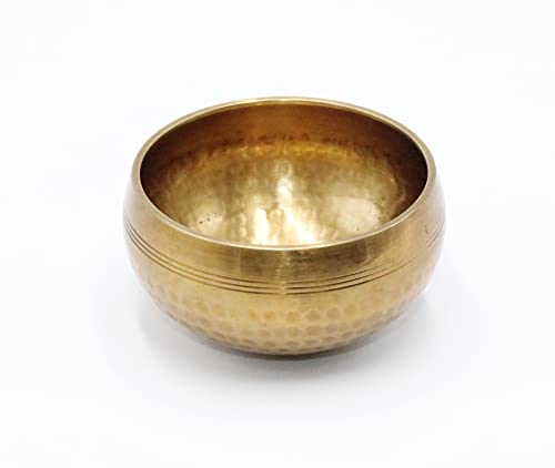 SANSKAR NEPAL Tibetan Hand Hammered Singing Bowl - 3.5 Inches - For Meditation, Yoga, Sound Therapy, Spiritual Healing, Prayer, Mind and Body Relaxation (3.5") (GREEN)