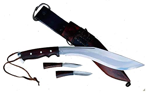 11" Afghan Brown Sheath Kukri - Standard Size Official Issued Blade - Traditional Hand Forged Full Tang - EGKH Outdoor Knives - Balance water tempered - High Carbon Steel