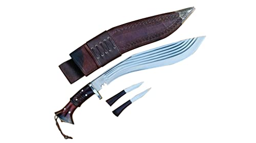 Bush crafts Khukuri - 16" Hand Forged 5 Fullers Blade Kukri - Hand Forged Full Tang - EGKH Outdoor Blade - Balance water tempered for heavy work - High Carbon Steel Knives