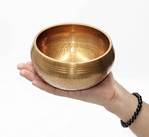 SANSKAR NEPAL Tibetan Singing Bowl Hand Hammered - 5.5 Inch - For Mediation, Yoga, Sound Therapy, Spiritual Healing, Prayer, Mind and Body Relaxation (5.5")