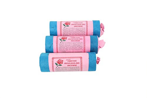 Ancient Tibetan Rose Incense-for Meditation, Yoga, Great Aroma, Good Vibes, Prayer, Worship (Bundle of Three)