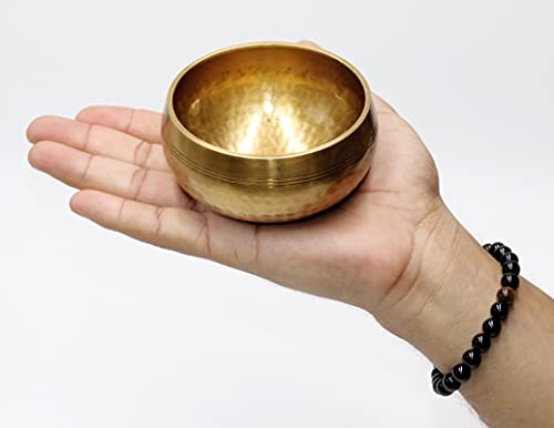 SANSKAR NEPAL Tibetan Hand Hammered Singing Bowl - 3.5 Inch Diameter - For Meditation, Yoga, Sound Therapy, Spiritual Healing, Prayer, Mind and Body Relaxation (3.5") (SKY BLUE)