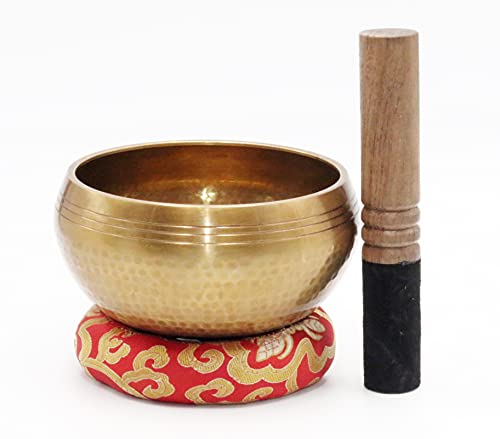 SANSKAR NEPAL Tibetan Singing Bowl Hand Hammered - 5.5 Inch - For Mediation, Yoga, Sound Therapy, Spiritual Healing, Prayer, Mind and Body Relaxation (5.5")