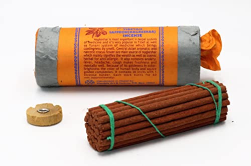 Ancient Tibetan Saffron (Nagkeshar) Incense - for Mediation, Yoga, Prayer, Aromatic Medicine, Stress Reliever, Calmness