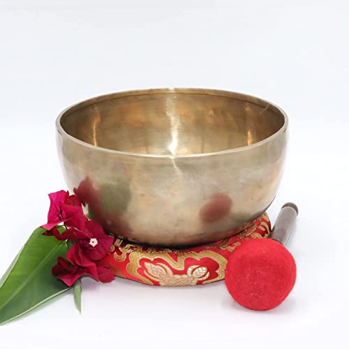 Tibetan Healing Singing Bowl - Handmade, For Meditation, Yoga, Sound Therapy, Spiritual Healing, Prayer, Mind and Body Relaxation, Good Wellbeing (10.5")