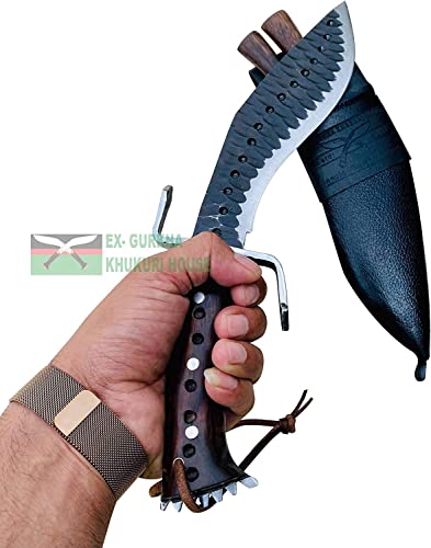 8" Custom Made Farmer Rust free Kukri - Traditional Hand Forged Blade - Everyday Heavy Duty Full Tang - EGKH Outdoor Knives - Balance water tempered for daily Work