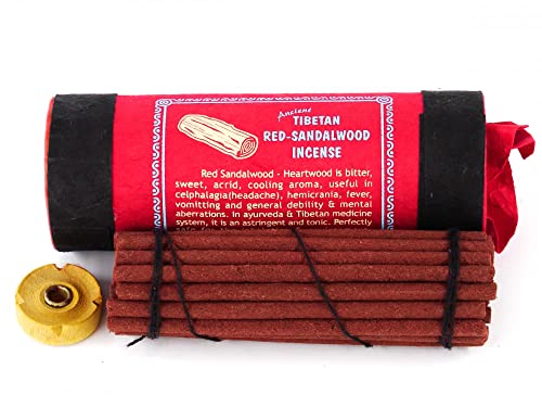 Ancient Tibetan Red Sandalwood Incense - for Mediation, Yoga, Prayer, Aromatic Medicine, Stress Reliever, Calmness (Bundle of Three)