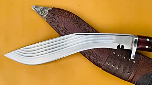 Bush crafts Khukuri - 16" Hand Forged 5 Fullers Blade Kukri - Hand Forged Full Tang - EGKH Outdoor Blade - Balance water tempered for heavy work - High Carbon Steel Knives