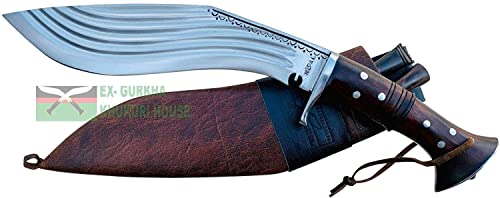 12” 5 fullers Blade Full Tang Heavy Work Kukri - Farmer Bush Crafting Blade Knives - Hand Forged EGKH Factory Outlet in Nepal - Ready to use Outdoor Camping Khukuri - Balance water tempered