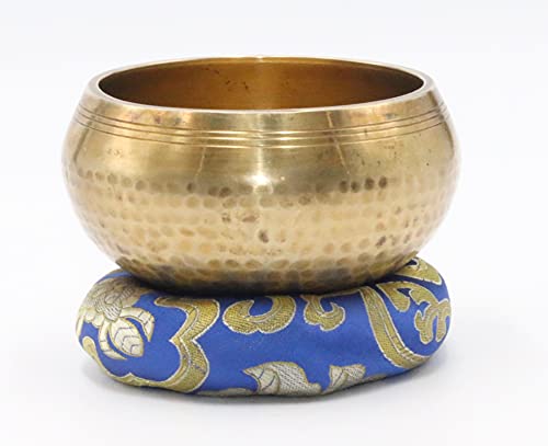 Tibetan Hand Hammered Singing Bowl-For Meditation, Yoga, Sound Therapy, Spiritual Healing, Prayer, Mind and Body Relaxation (4") (BLUE)