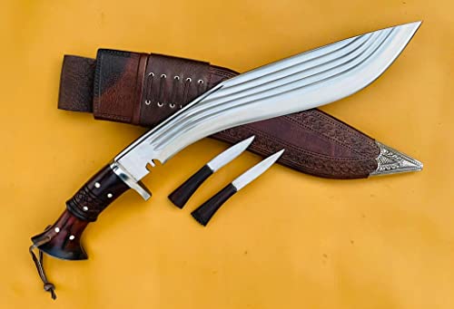 Bush crafts Khukuri - 16" Hand Forged 5 Fullers Blade Kukri - Hand Forged Full Tang - EGKH Outdoor Blade - Balance water tempered for heavy work - High Carbon Steel Knives