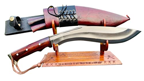 11" Afghan Brown Sheath Kukri - Standard Size Official Issued Blade - Traditional Hand Forged Full Tang - EGKH Outdoor Knives - Balance water tempered - High Carbon Steel