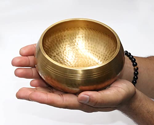 SANSKAR NEPAL Tibetan Singing Bowl Hand Hammered - 5.5 Inch - For Mediation, Yoga, Sound Therapy, Spiritual Healing, Prayer, Mind and Body Relaxation (5.5")