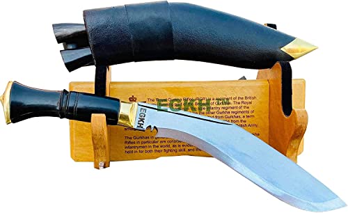 Nepal Army Kukri - Authentic Hand - Hammered Hand Forged Historical High Carbon Steel 9” Blade Khukuri Knives - EGKH Factory Outlet in Nepal - Ready to use Outdoor - Balance water tempered -