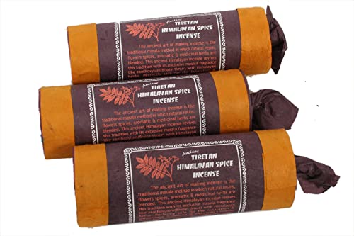 Ancient Tibetan Himalayan Spice Incense - for Mediation, Yoga, Prayer, Aromatic Medicine, Stress Reliever, Calmness (Bundle of Three)