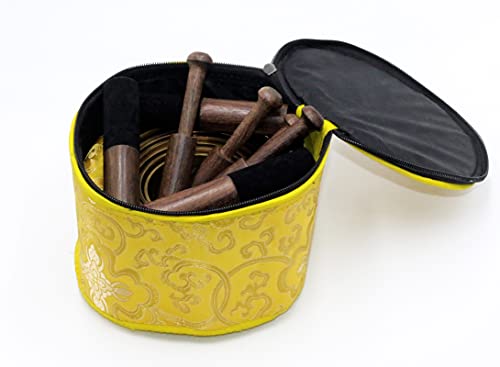 SANSKAR NEPAL Tibetan High Sided Plain Singing Bowl Set in a Yellow Carry Box for Meditation, Yoga, Relaxation (7 Sets with diameter ranging 3" - 5")