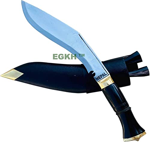 Nepal Army Kukri - Authentic Hand - Hammered Hand Forged Historical High Carbon Steel 9” Blade Khukuri Knives - EGKH Factory Outlet in Nepal - Ready to use Outdoor - Balance water tempered -