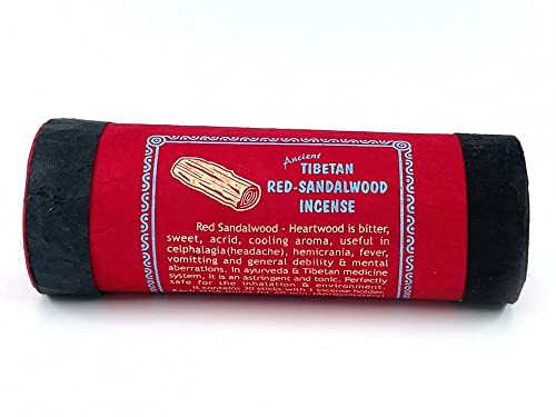 Ancient Tibetan Red Sandalwood Incense - for Mediation, Yoga, Prayer, Aromatic Medicine, Stress Reliever, Calmness (Bundle of Three)