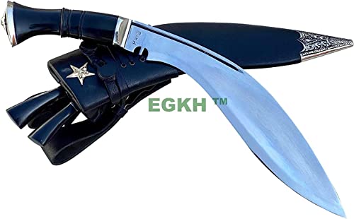 Kukri Manufacture - 11" BSI Historical Khukuri - Traditional Hand Forged Full Tang Sharpen Blade - EGKH Outdoor Knives - Balance water tempered - High Carbon Steel