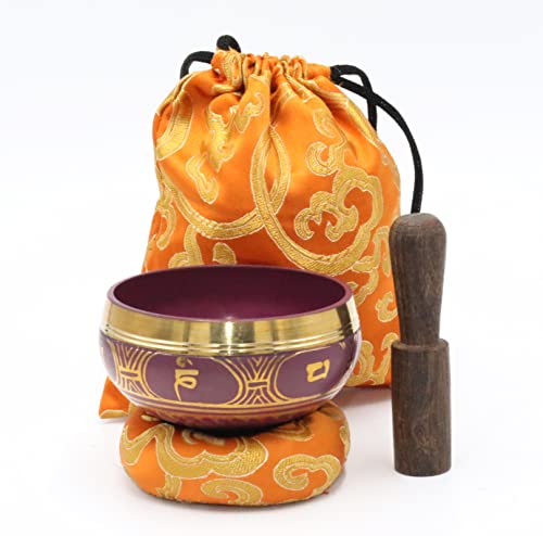 Tibetan Colored Singing Bowl Set-For Meditation, Yoga, Sound Therapy, Spiritual Healing, Prayer, Mind and Body Relaxation (3")