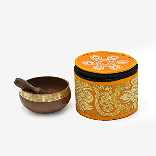 Singing Bowl - For Meditation, Yoga, Sound Therapy, Spiritual Healing, Prayer, Relaxation, Gift (Orange)