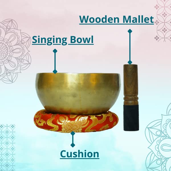 Tibetan Healing Singing Bowl - Handmade, For Meditation, Yoga, Sound Therapy, Spiritual Healing, Prayer, Mind and Body Relaxation, Good Wellbeing (10")