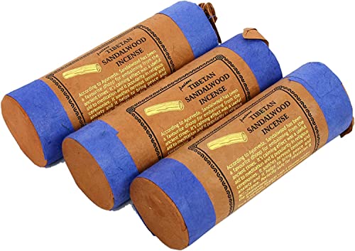 Ancient Tibetan Sandalwood Incense - for Mediation, Yoga, Prayer, Aromatic Medicine, Stress Reliever, Calmness (Bundle of Three)