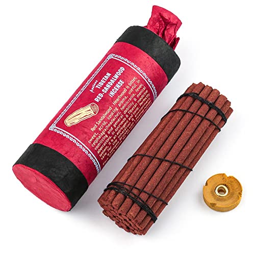 Ancient Tibetan Red Sandalwood Incense - for Mediation, Yoga, Prayer, Aromatic Medicine, Stress Reliever, Calmness (Bundle of Three)