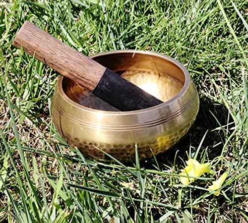 SANSKAR NEPAL Tibetan Singing Bowl Hand Hammered - 5.5 Inch - For Mediation, Yoga, Sound Therapy, Spiritual Healing, Prayer, Mind and Body Relaxation (5.5")