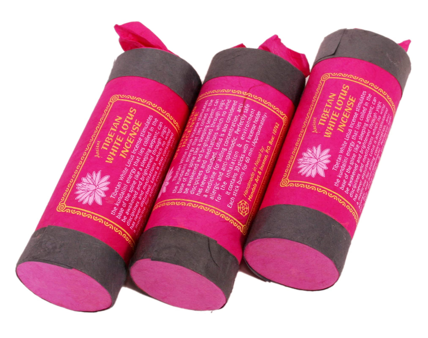 Ancient Tibetan White Lotus Incense- for Mediation, Yoga, Prayer, Aromatic Medicine, Stress Reliever, Calmness(Bundle of Three)